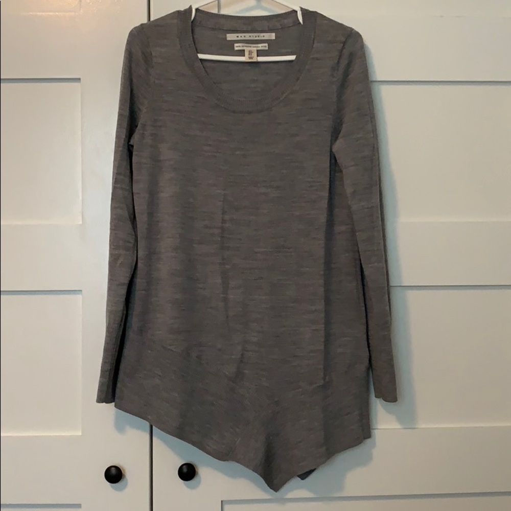 Grey Max Studio sweater with asymmetrical hem